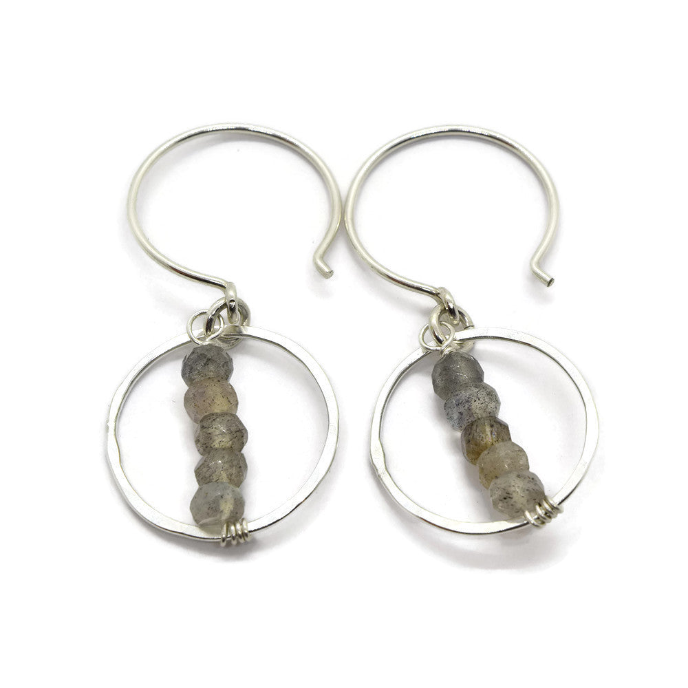 Lyra Silver Gemstone Earrings, Labradorite - Cloverleaf Jewelry