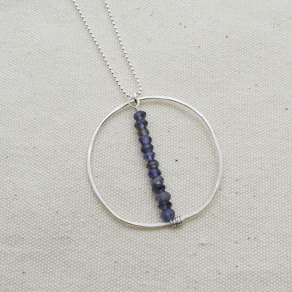 Lyra Silver Gemstone Necklace, Iolite