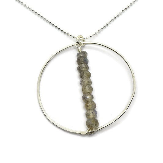 Lyra Silver Gemstone Necklace, Labradorite - Cloverleaf Jewelry