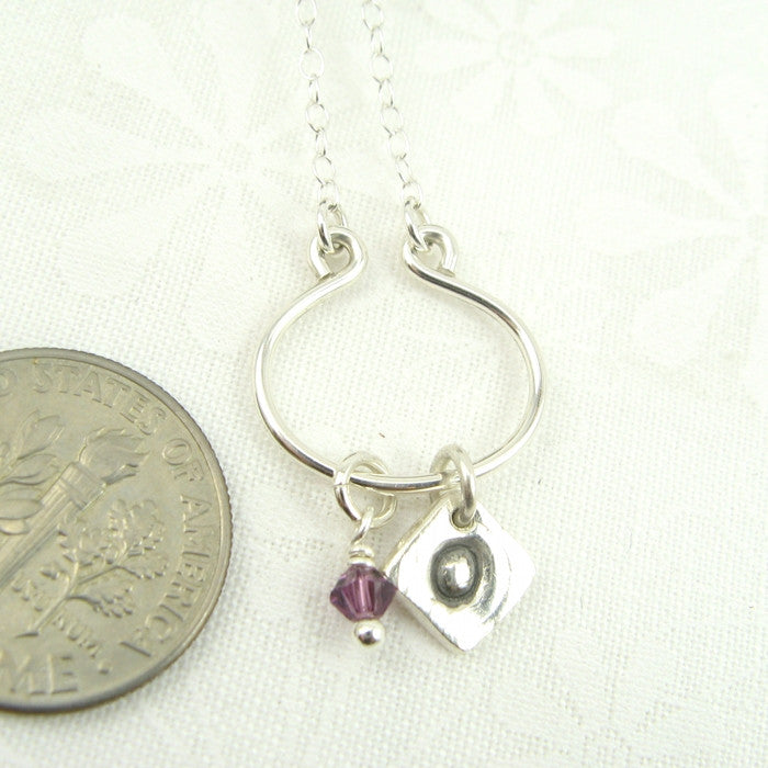 Lyre Silver Min-I-nitials Necklace, Small - Cloverleaf Jewelry