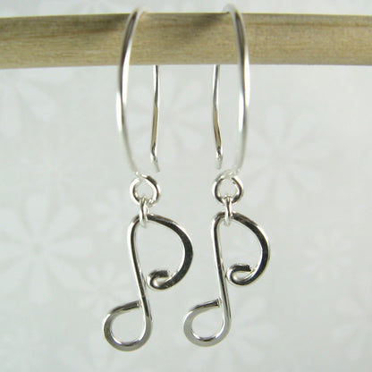 Melody Eighth Note Silver Earrings - Cloverleaf Jewelry