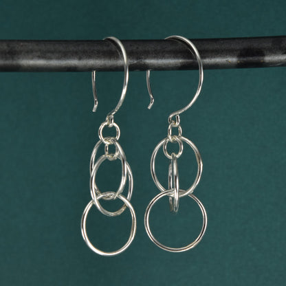 Mystic Triple Ring Silver Earrings - Cloverleaf Jewelry