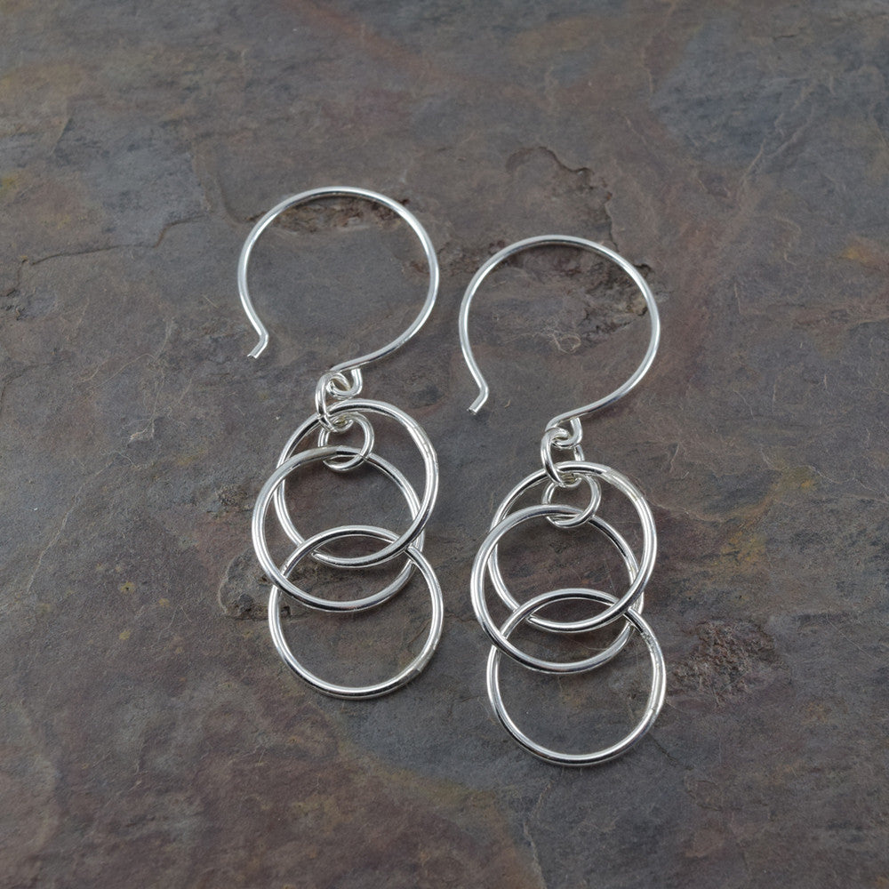 Mystic Triple Ring Silver Earrings