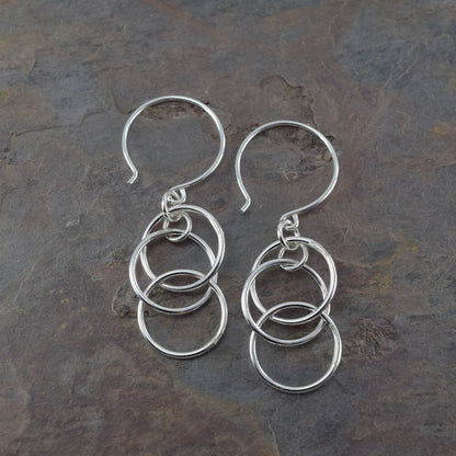 Mystic Triple Ring Silver Earrings - Cloverleaf Jewelry