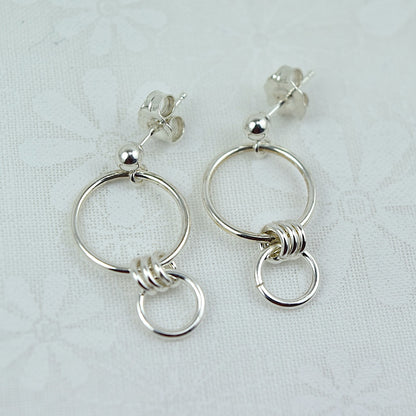 Nexus Ball Post Silver Earrings - Cloverleaf Jewelry