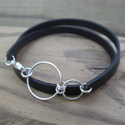 Nexus Leather Wrap Bracelet - Cloverleaf Jewelry