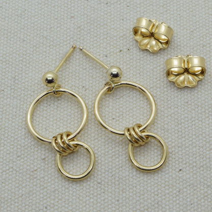 Nexus Gold Ball Post Earrings - Cloverleaf Jewelry