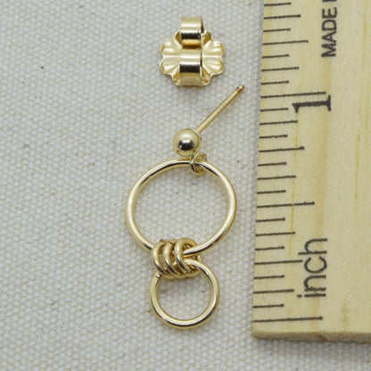 Nexus Gold Ball Post Earrings - Cloverleaf Jewelry