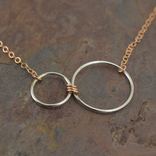 Nexus Rose Gold and Silver Horizontal Necklace