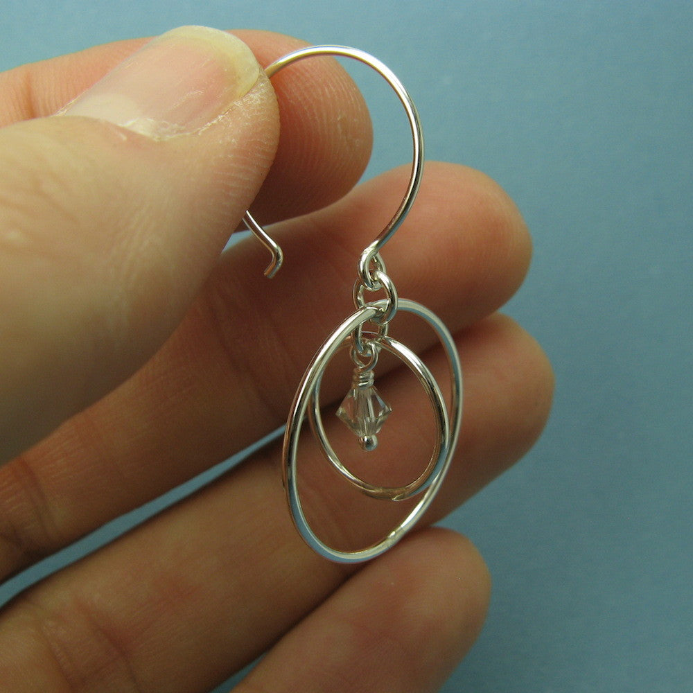 Orbit Silver Earrings with Crystal