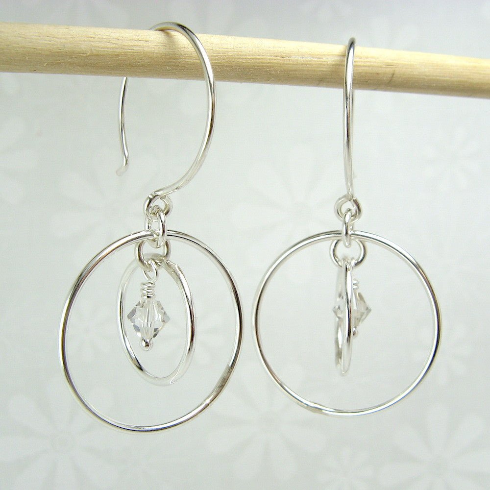 Orbit Silver Earrings with Crystal