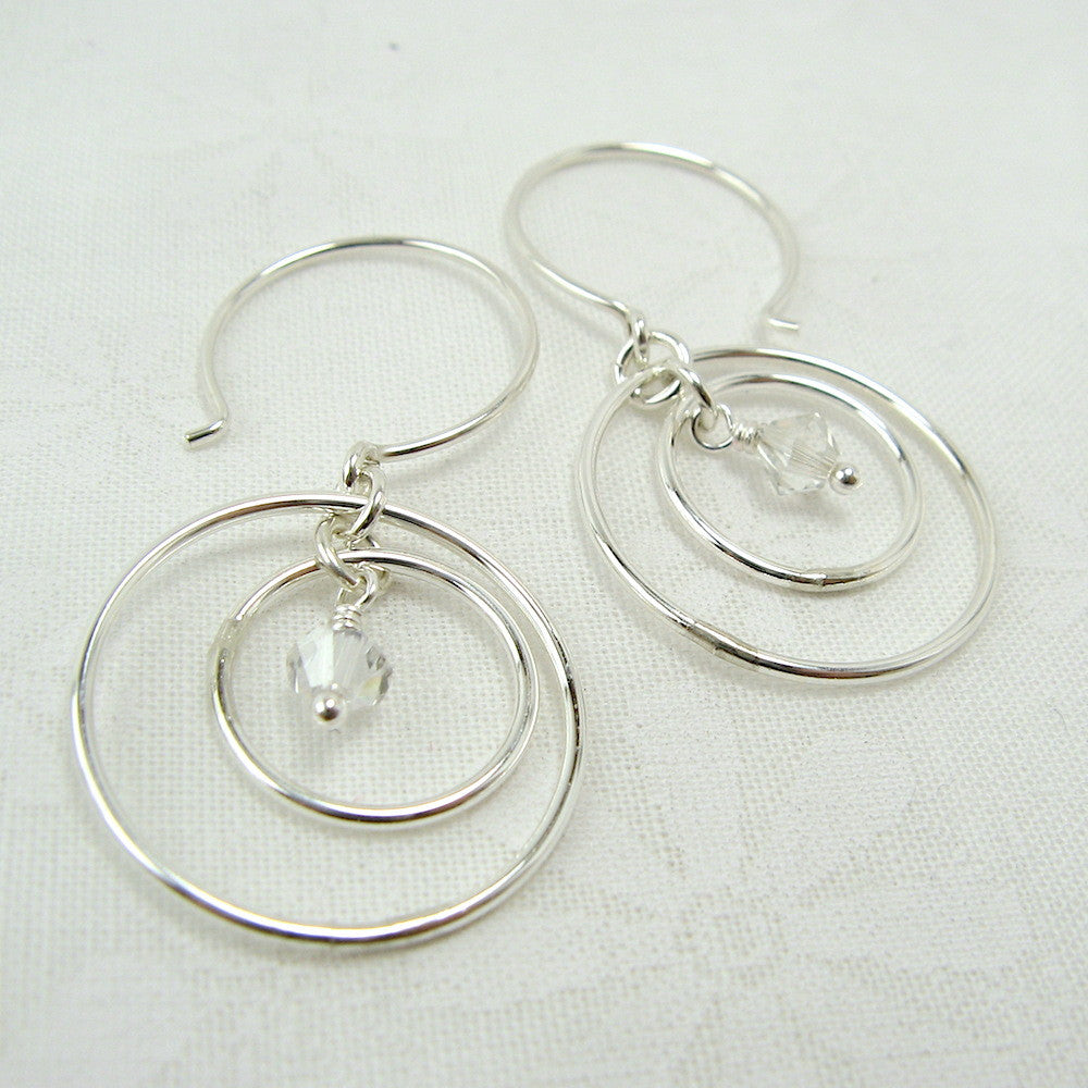 Orbit Silver Earrings with Crystal