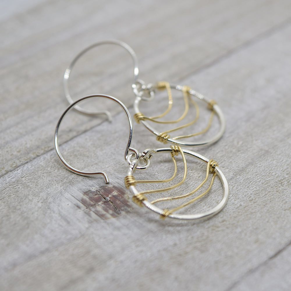 Ripple Silver and Gold Earrings