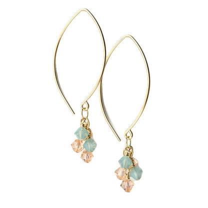 Tassel Gold and Crystal Earrings, Beach - Cloverleaf Jewelry