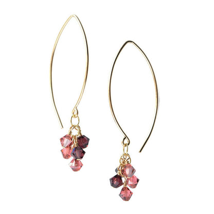 Tassel Gold and Crystal Earrings, Peony - Cloverleaf Jewelry
