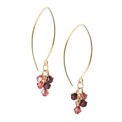 Tassel Gold and Crystal Earrings, Peony - Cloverleaf Jewelry