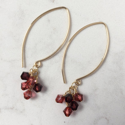 Tassel Gold and Crystal Earrings, Peony - Cloverleaf Jewelry