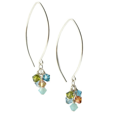 Tassel Silver and Crystal Earrings, Summer - Cloverleaf Jewelry