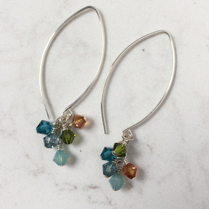 Tassel Silver and Crystal Earrings, Summer - Cloverleaf Jewelry