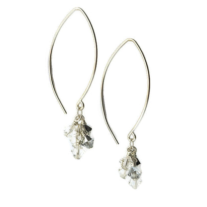 Tassel Silver and Crystal Earrings, Crystal - Cloverleaf Jewelry