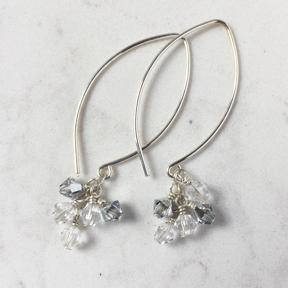 Tassel Silver and Crystal Earrings, Crystal