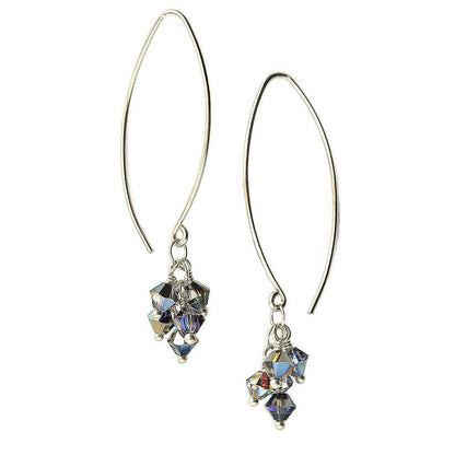 Tassel Silver and Crystal Earrings, Disco - Cloverleaf Jewelry