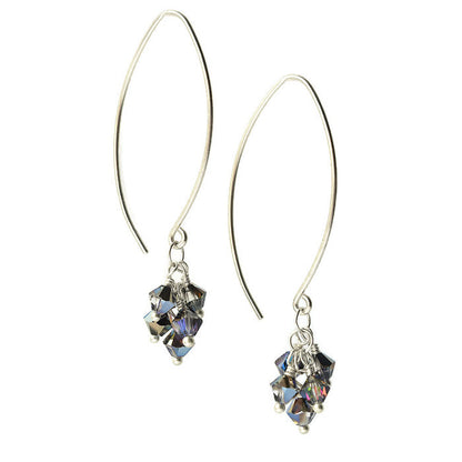 Tassel Silver and Crystal Earrings, Disco - Cloverleaf Jewelry
