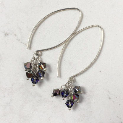 Tassel Silver and Crystal Earrings, Disco - Cloverleaf Jewelry