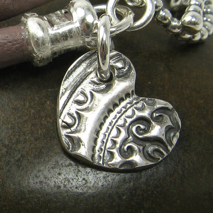 Textured Heart Charm - Cloverleaf Jewelry