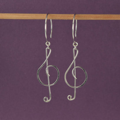 Treble Clef Silver Earrings - Cloverleaf Jewelry