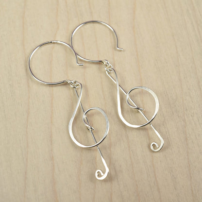 Treble Clef Silver Earrings - Cloverleaf Jewelry