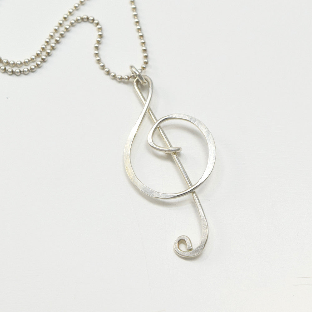 Treble Clef Silver Necklace