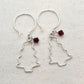 Christmas Tree Silver Earrings, Branches with Crystals