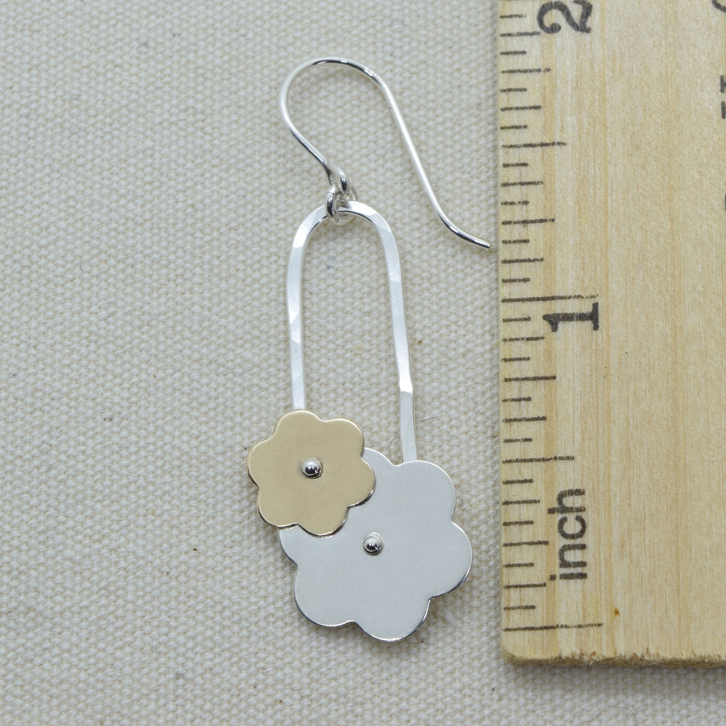 Trellis Silver and Gold Flower Earrings