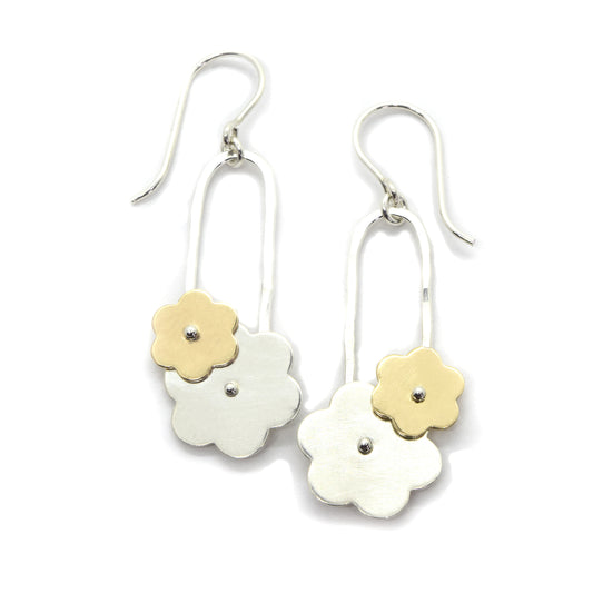 Trellis Silver and Gold Flower Earrings