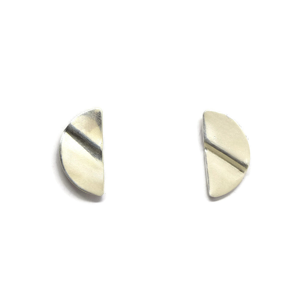 Truly Silver Post Earrings, Semicircle - Cloverleaf Jewelry