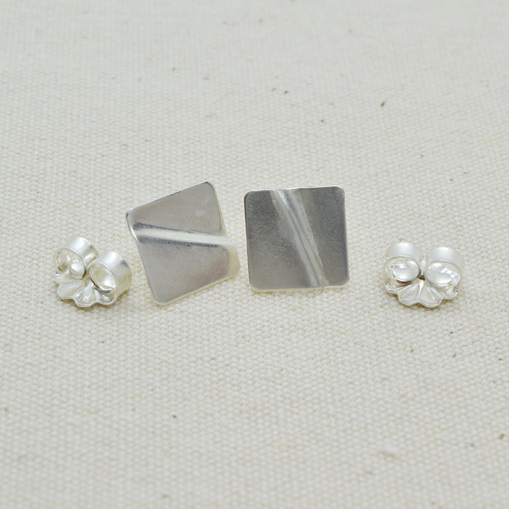 Truly Silver Stud Earrings, Square - Cloverleaf Jewelry
