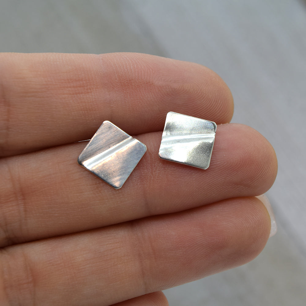 Truly Silver Stud Earrings, Square - Cloverleaf Jewelry