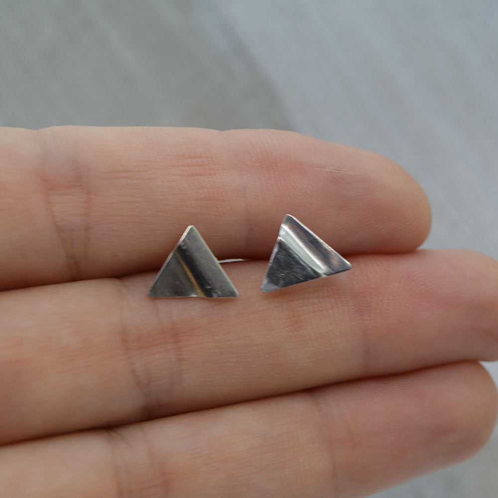 Truly Silver Post Earrings, Triangle - Cloverleaf Jewelry