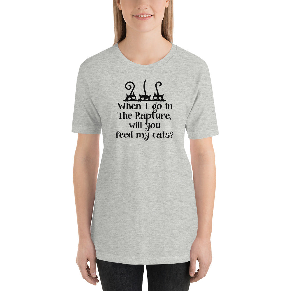 Feed My Cats Short-Sleeve Unisex T-Shirt with Black Lettering